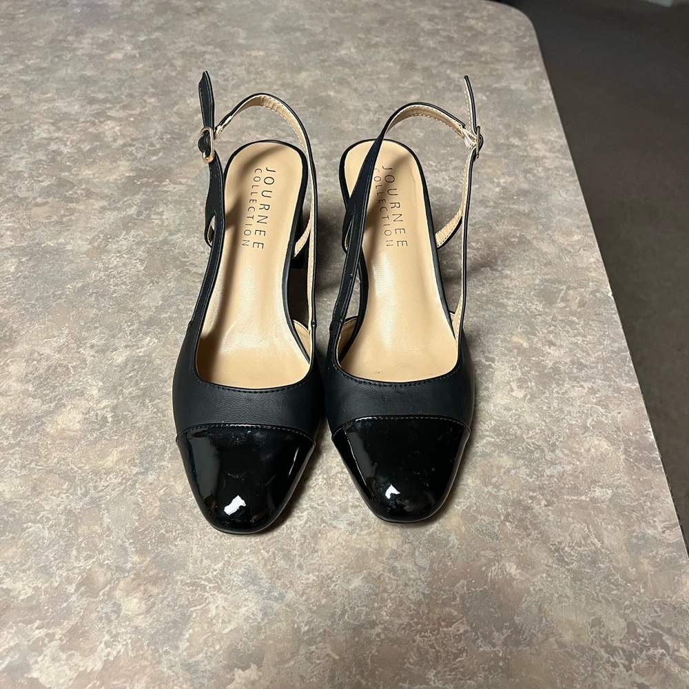 Journee Collection Black Slingback Heels